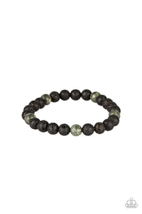 Paparazzi - Enlivened - Green Lava Beads Bracelet