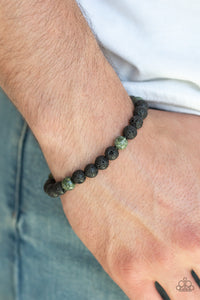 Paparazzi - Enlivened - Green Lava Beads Bracelet