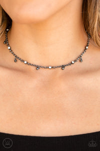 Paparazzi - What A Stunner - Black Rhinestone Choker Necklace