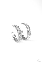 Load image into Gallery viewer, Paparazzi Cash Flow White Rhinestone Hoop Earrings
