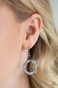 Paparazzi Jammin' Jungle Gunmetal Black Hammered Hoops Necklace