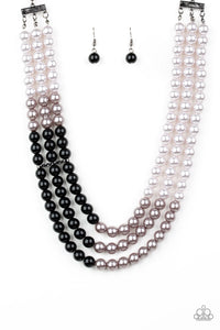 Paparazzi Times Square Starlet - Grey and Black Pearl Necklace