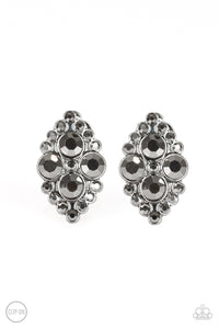 Paparazzi City Gardens Gunmetal Black Clip On Earrings with Hematite Stones