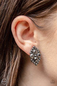 Paparazzi City Gardens Gunmetal Black Clip On Earrings with Hematite Stones