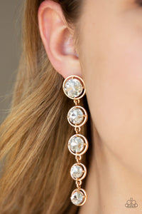 Paparazzi Drippin in Starlight Gold Post Rhinestone