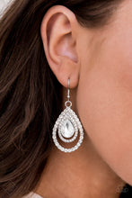 Load image into Gallery viewer, Paparazzi So the Story Glows White Rhinestone Earrings - Fashion Fix Exclusive July 2020
