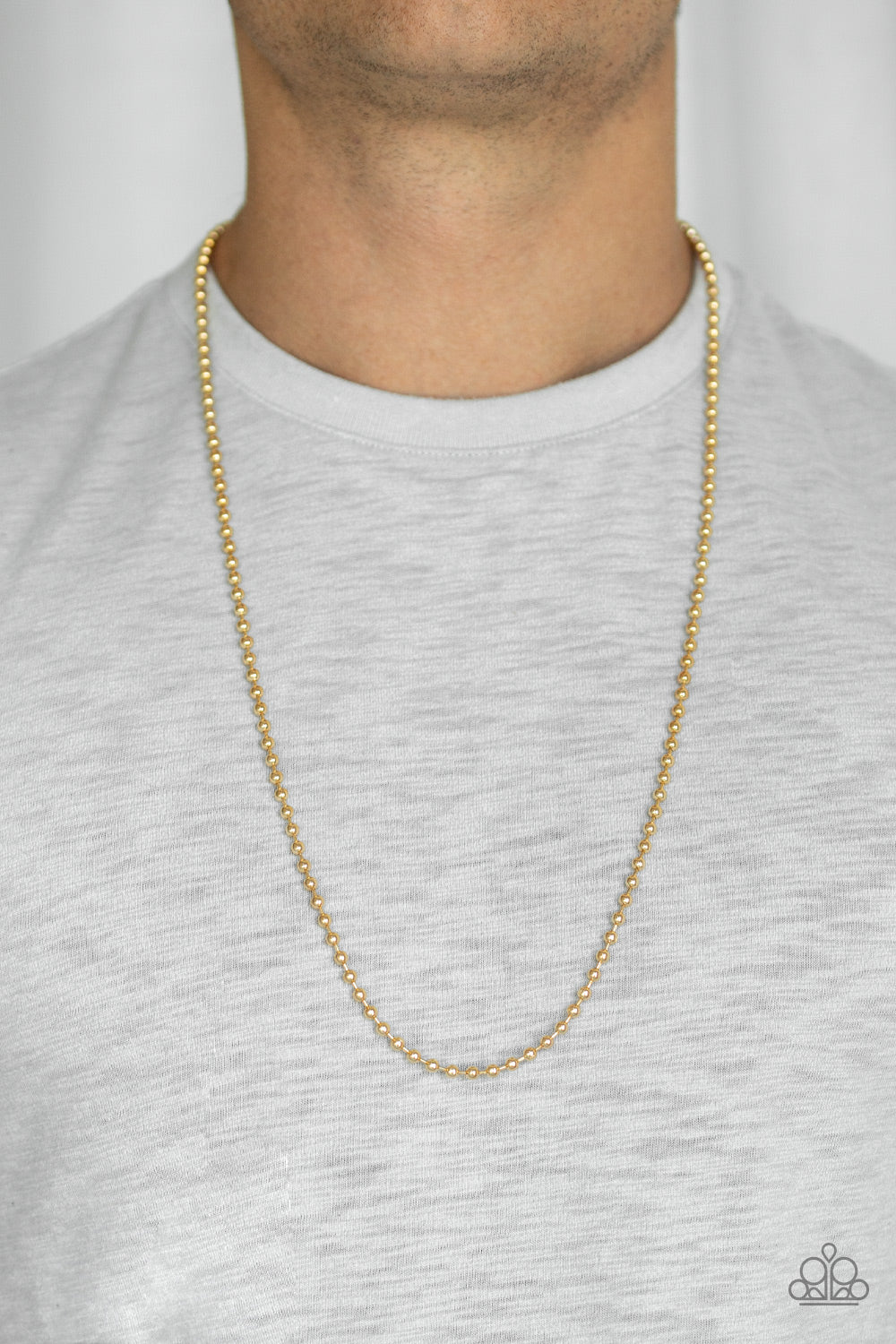 Paparazzi Mardi Gras Men's Gold Ball Chain Necklace