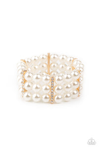 Modern Day Majesty White Pearl and Gold Bracelet