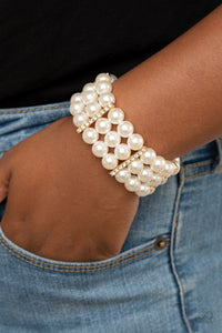 Modern Day Majesty White Pearl and Gold Bracelet