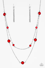 Load image into Gallery viewer, Raise Your Glass Long Red Necklace with Dainty Silver Chain
