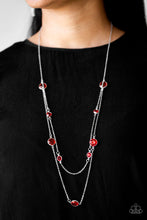 Load image into Gallery viewer, Raise Your Glass Long Red Necklace with Dainty Silver Chain
