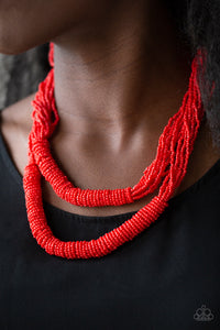 Right As Rainforest Red Seed Bead Necklace