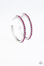 Load image into Gallery viewer, Paparazzi Must Be the Money Pink Rhinestone Hoop Earrings
