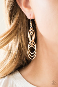 Paparazzi Tangle Tango Gold Earrings