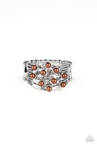 Paparazzi Bubbles and Baubles - Dainty Brown Pearls Ring