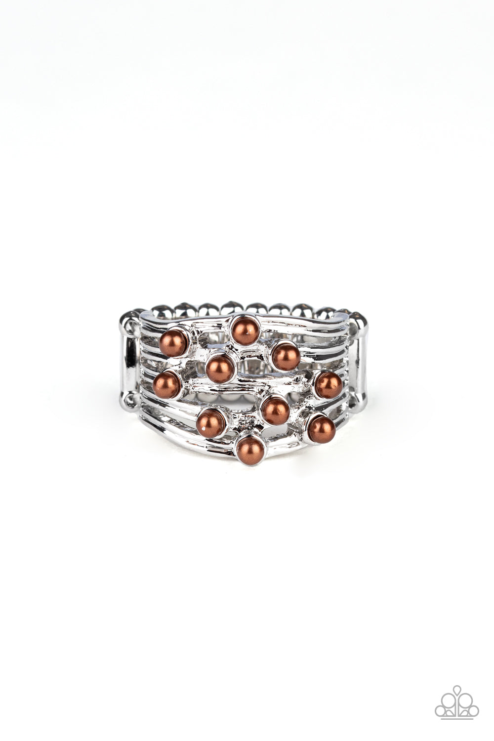 Paparazzi Bubbles and Baubles - Dainty Brown Pearls Ring