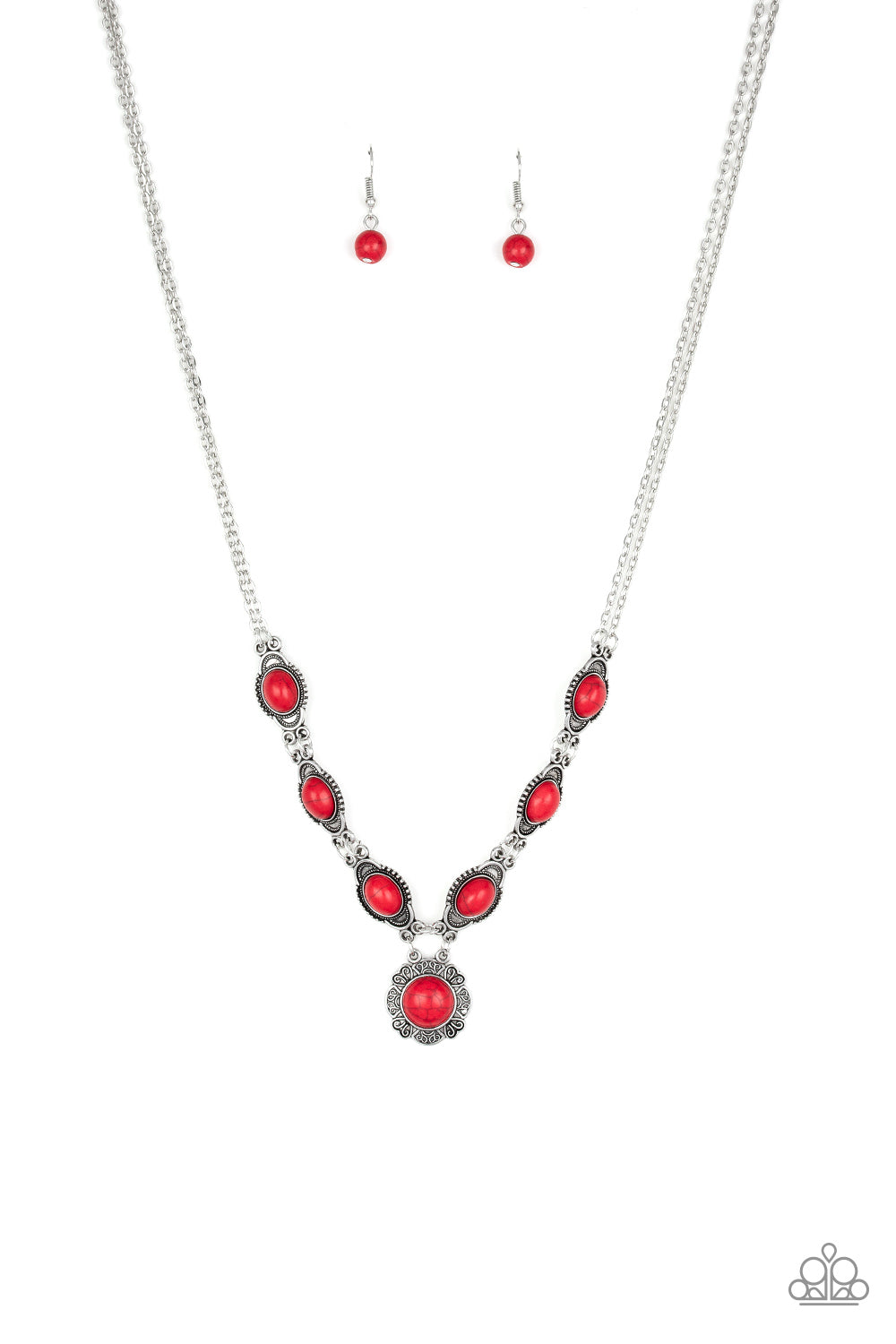 Desert Dreamin' Red Stone and Flower Design Necklace