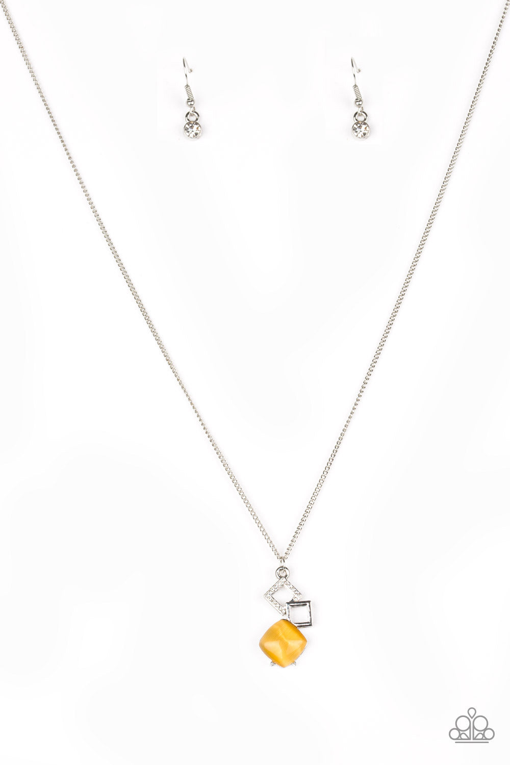 Paparazzi - Stylishly Square - Yellow Moonstone Necklace