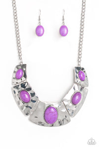 Ruler in Flavor Silver Necklace with Colorful Accents - Choose from Pink or Purple