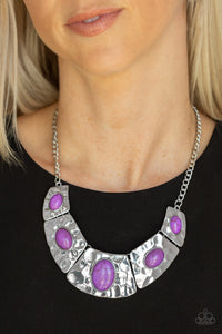Ruler in Flavor Silver Necklace with Colorful Accents - Choose from Pink or Purple