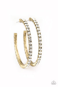 Paparazzi Must Be Money Brass Hoop with Rhinestone