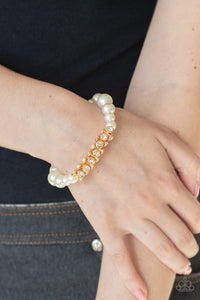 Paparazzi - Traffic Stopping Sparkle Gold Pearl Bracelet