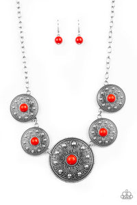 Hey SOL Sister Necklace, Summer Sol Earrings, Live Life to the Fullest, Poppy Pep - Red Jewelry Set 46