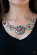 Load image into Gallery viewer, Hey SOL Sister Necklace, Summer Sol Earrings, Live Life to the Fullest, Poppy Pep - Red Jewelry Set 46
