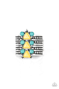 Point Me to Phoenix Yellow and Turquoise Ring