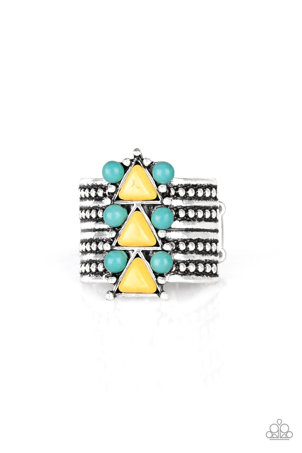 Point Me to Phoenix Yellow and Turquoise Ring