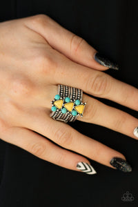 Point Me to Phoenix Yellow and Turquoise Ring