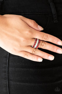 Timeless Tiers Red Rhinestone Ring