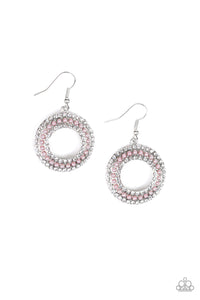 Paparazzi Sparkle Splurge Pink Pearl and Rhinestone Earrings