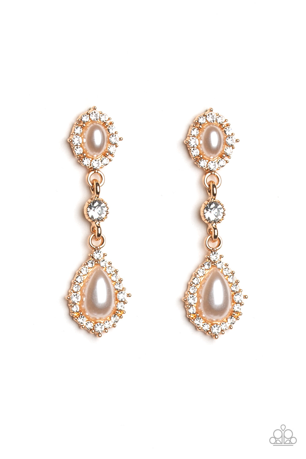 Paparazzi All-GLOWING Gold Pearl Post Earrings