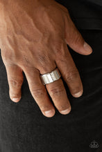 Load image into Gallery viewer, Paparazzi The Graduate Men&#39;s Silver Band Ring with White Rhinestone
