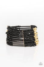 Load image into Gallery viewer, Paparazzi Rural Retreat Black and Gold Seed Bead Stretch Bracelet
