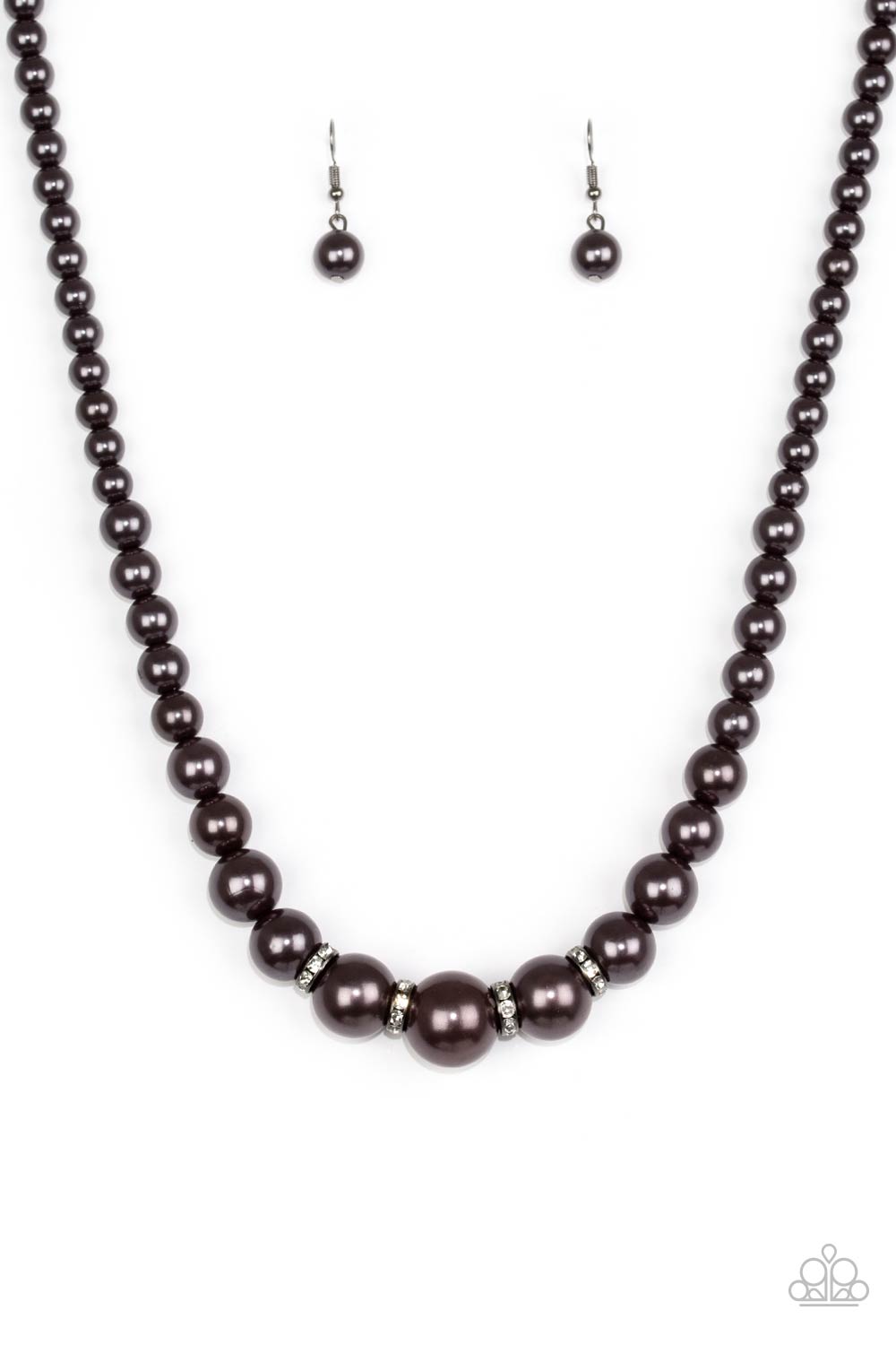 Paparazzi Party Pearls - Black Gunmetal Pearl Necklace