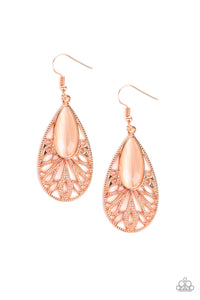 Paparazzi Glowing Tranquility Cooper Earrings with Cat's Eye Stone