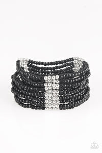 Paparazzi Outback Odyssey Black and Silver Seed Bead Stretch Bracelet