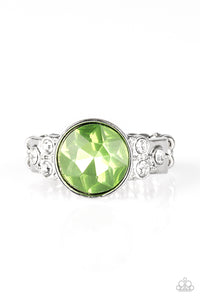 Paparazzi Poshly Pampered Lime Green Solitaire Rhinestone Ring