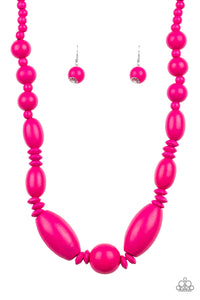 Summer Breezin  Wood Necklace - Pink or Purple