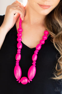 Summer Breezin  Wood Necklace - Pink or Purple