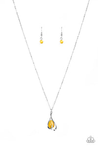 Paparazzi -Tell Me a Love Story -Yellow Teardrop Moonstone Necklace with Heart Shaped Pendant