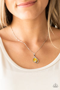 Paparazzi -Tell Me a Love Story -Yellow Teardrop Moonstone Necklace with Heart Shaped Pendant