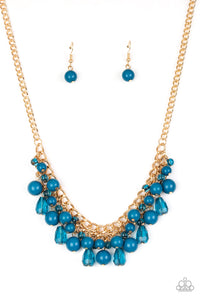 Tour de Trendsetter - Blue Beads Necklace on Gold Chains Paparazzi