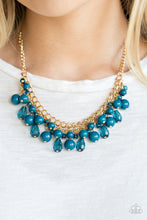 Load image into Gallery viewer, Tour de Trendsetter - Blue Beads Necklace on Gold Chains Paparazzi
