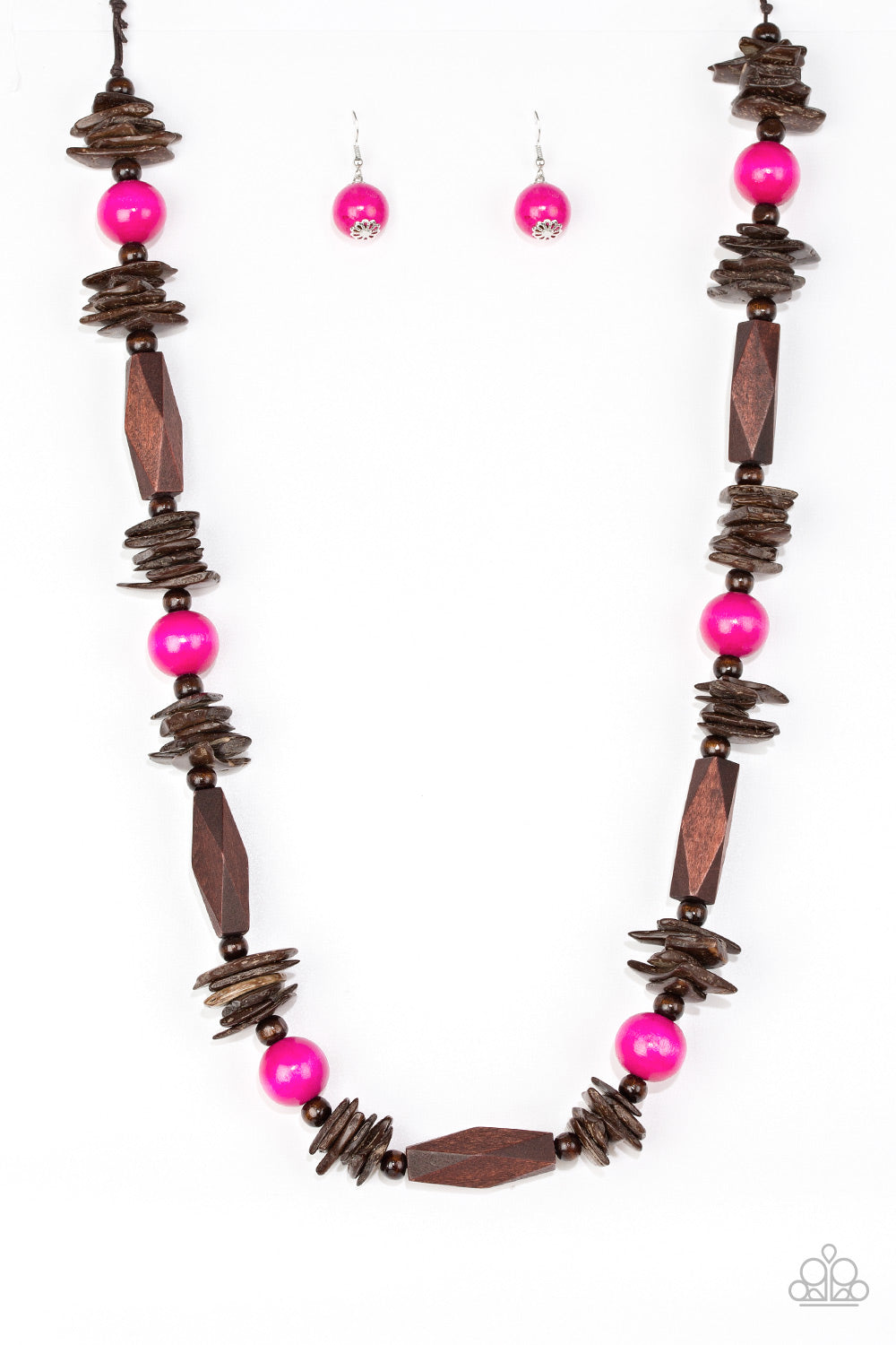 Paparazzi - Cozumel Coast - Long Pink Wood Necklace