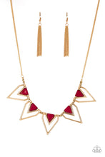 Load image into Gallery viewer, Paparazzi The Pack Leader Short Red Necklace with Gold Chain
