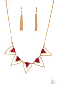 Paparazzi The Pack Leader Short Red Necklace with Gold Chain