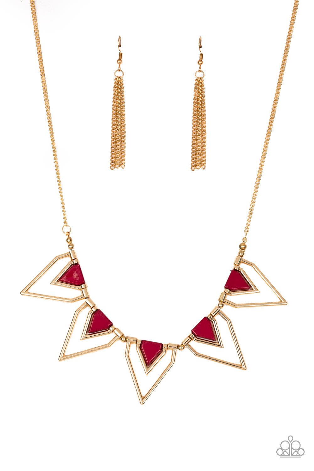 Paparazzi The Pack Leader Short Red Necklace with Gold Chain
